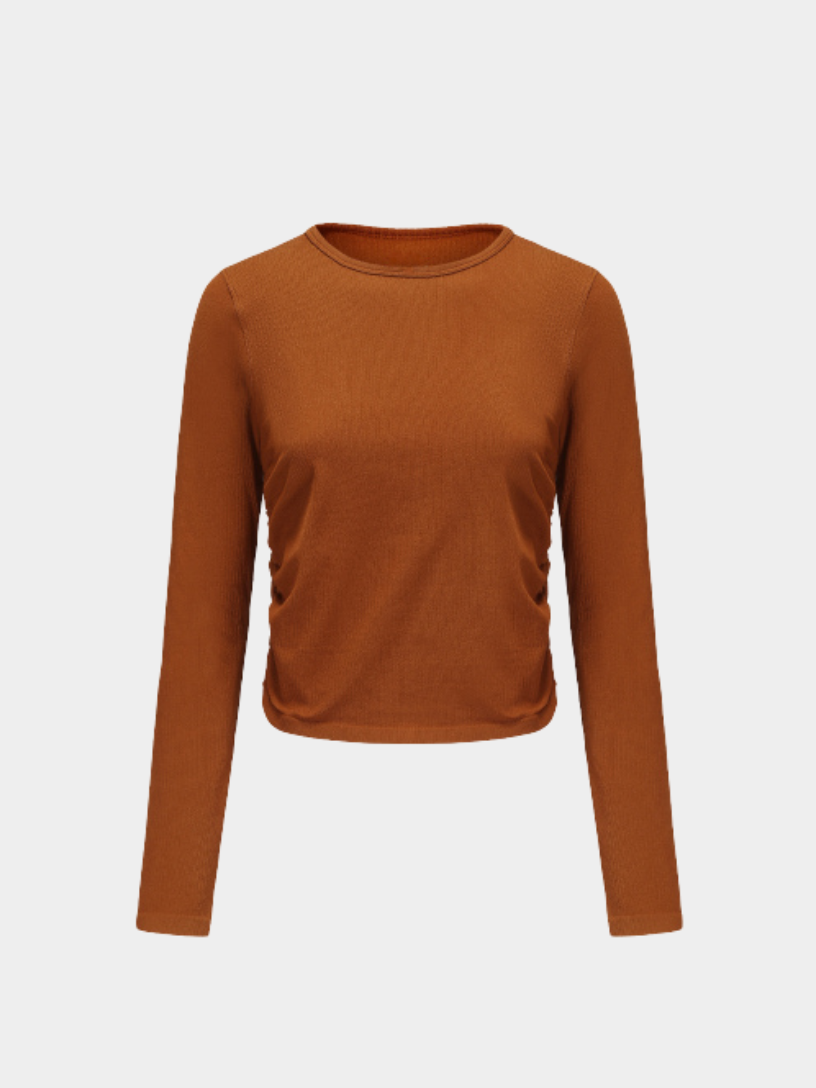 Cavegap - Women's Ruched Ribbed Slim-Fit Sports Tee