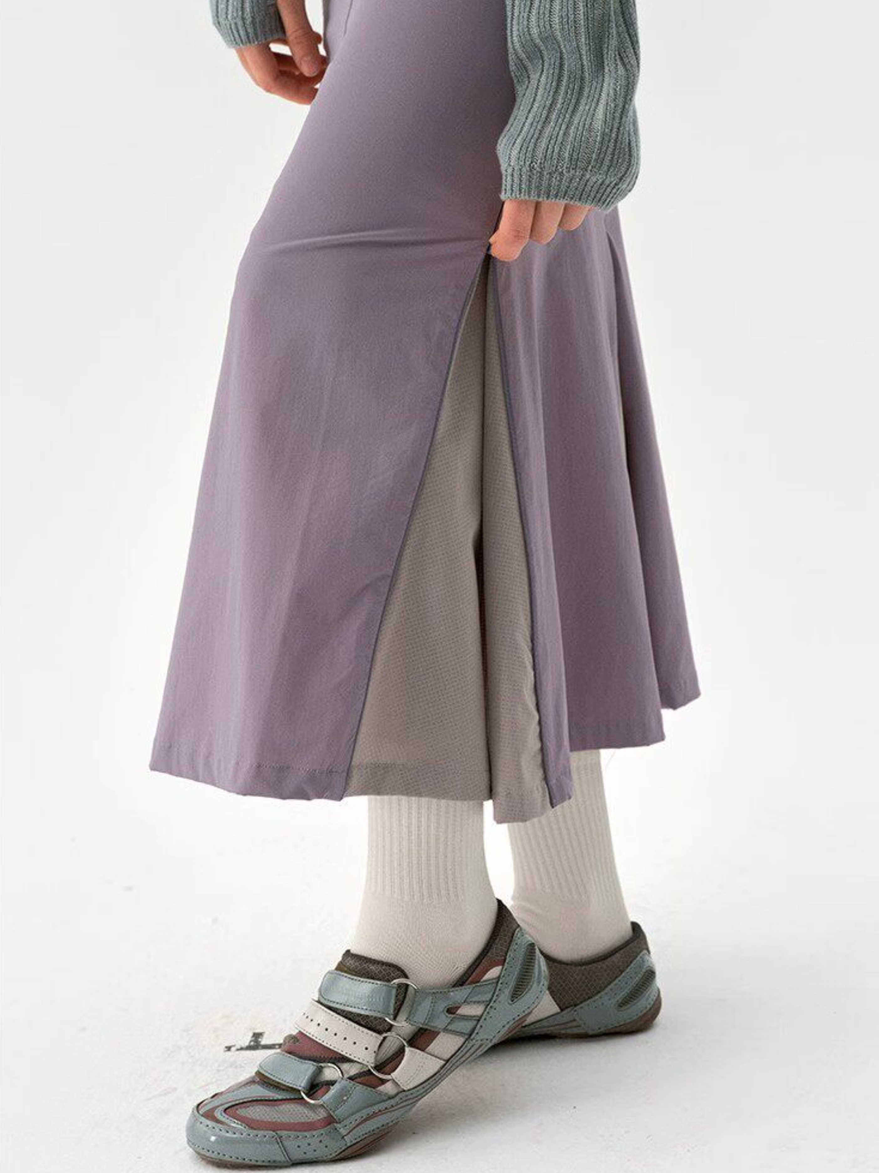 Dunewake - Women's Panelled Drawstring Waist Midi Skirt