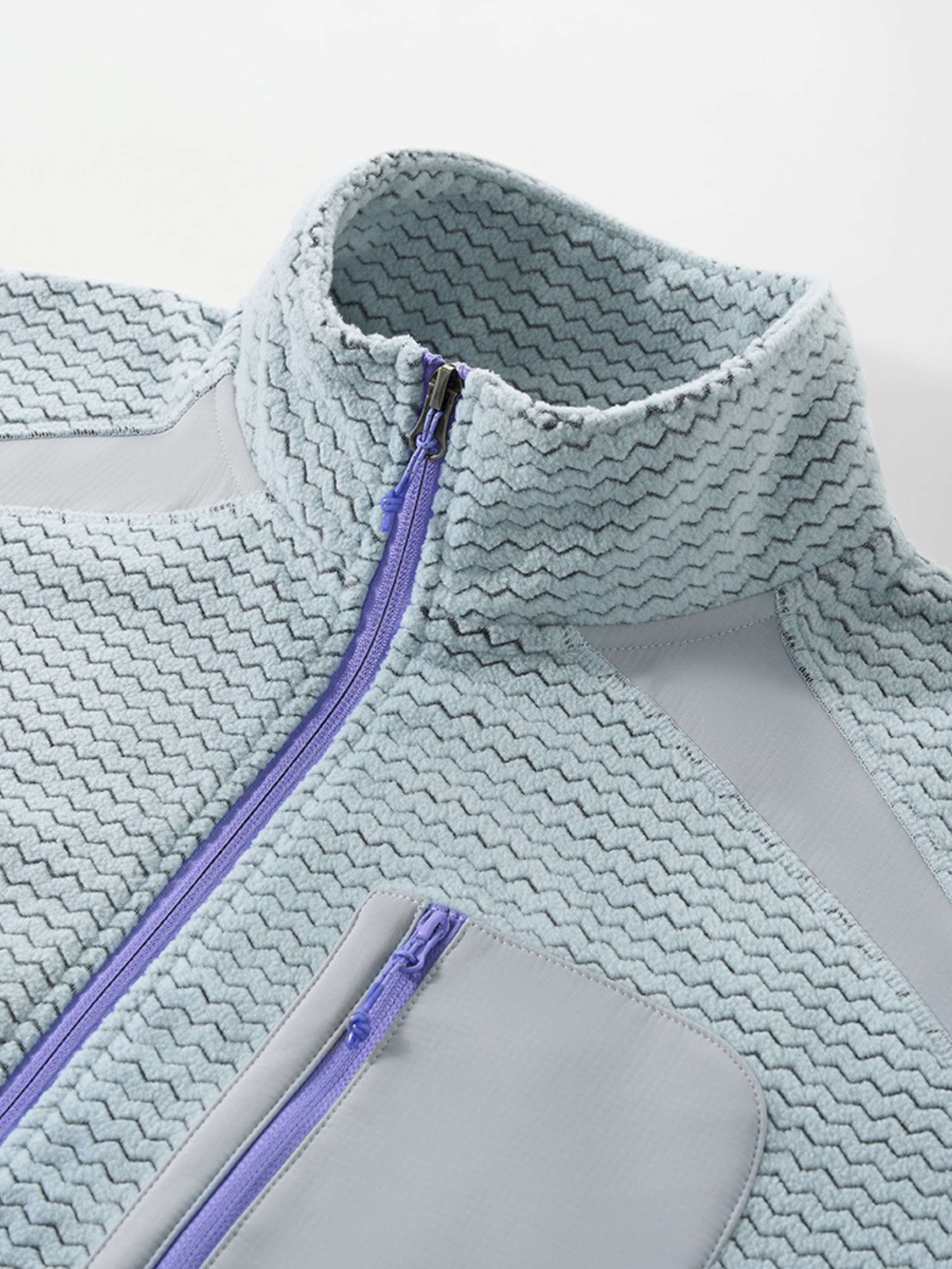 Nightthorn - Unisex Wave Pattern Fleece Zip-Up Sweatshirt