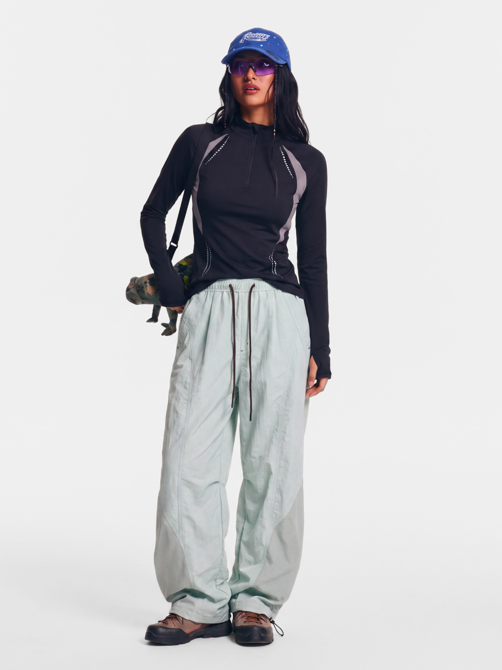 TieRidge - Unisex Lightweight Breathable Contrast-Stitch Paratrooper Pants