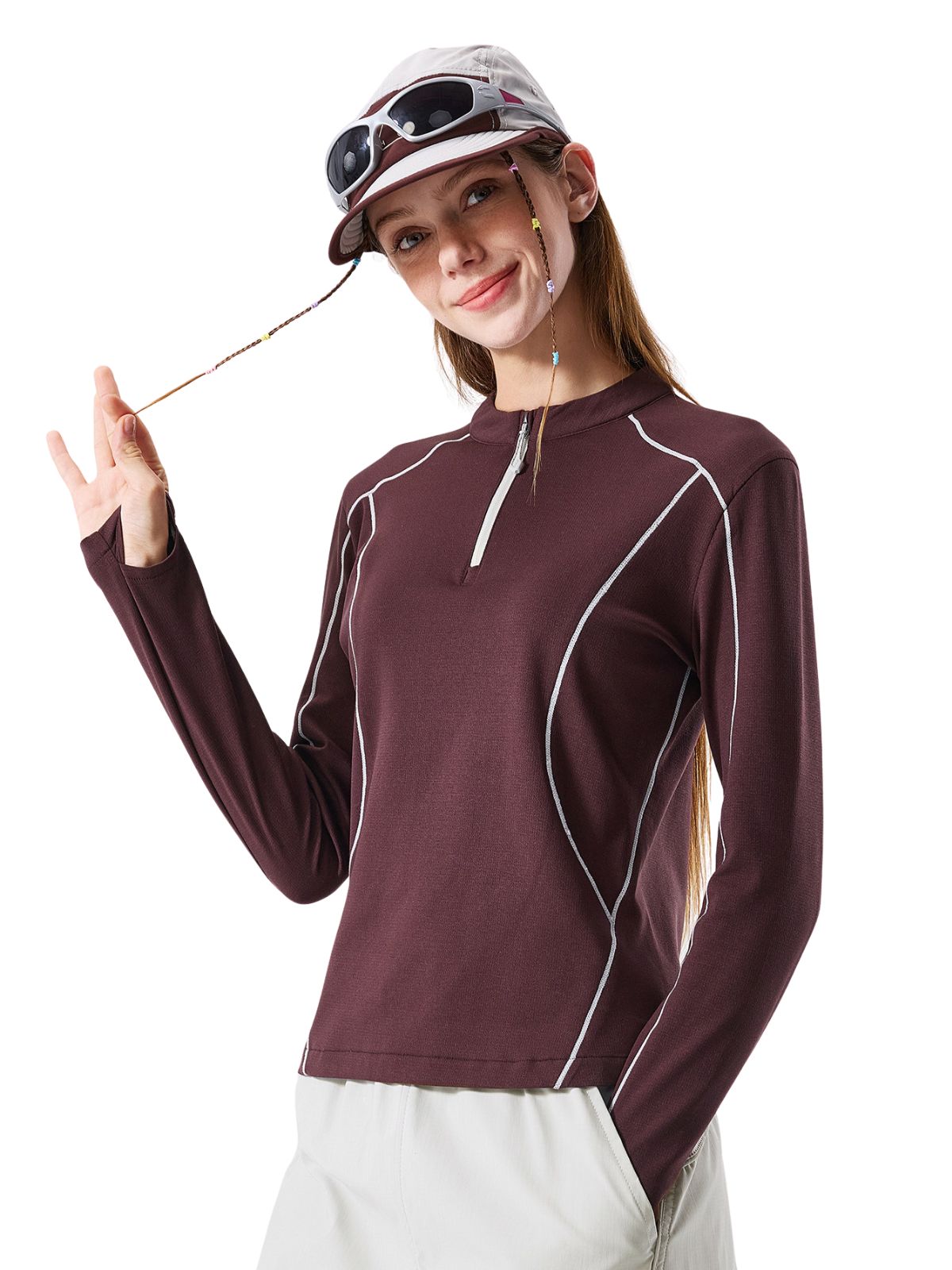 HawkTract - Women's UPF 50+ Antibacterial Quick-Dry Half-Zip T-Shirt
