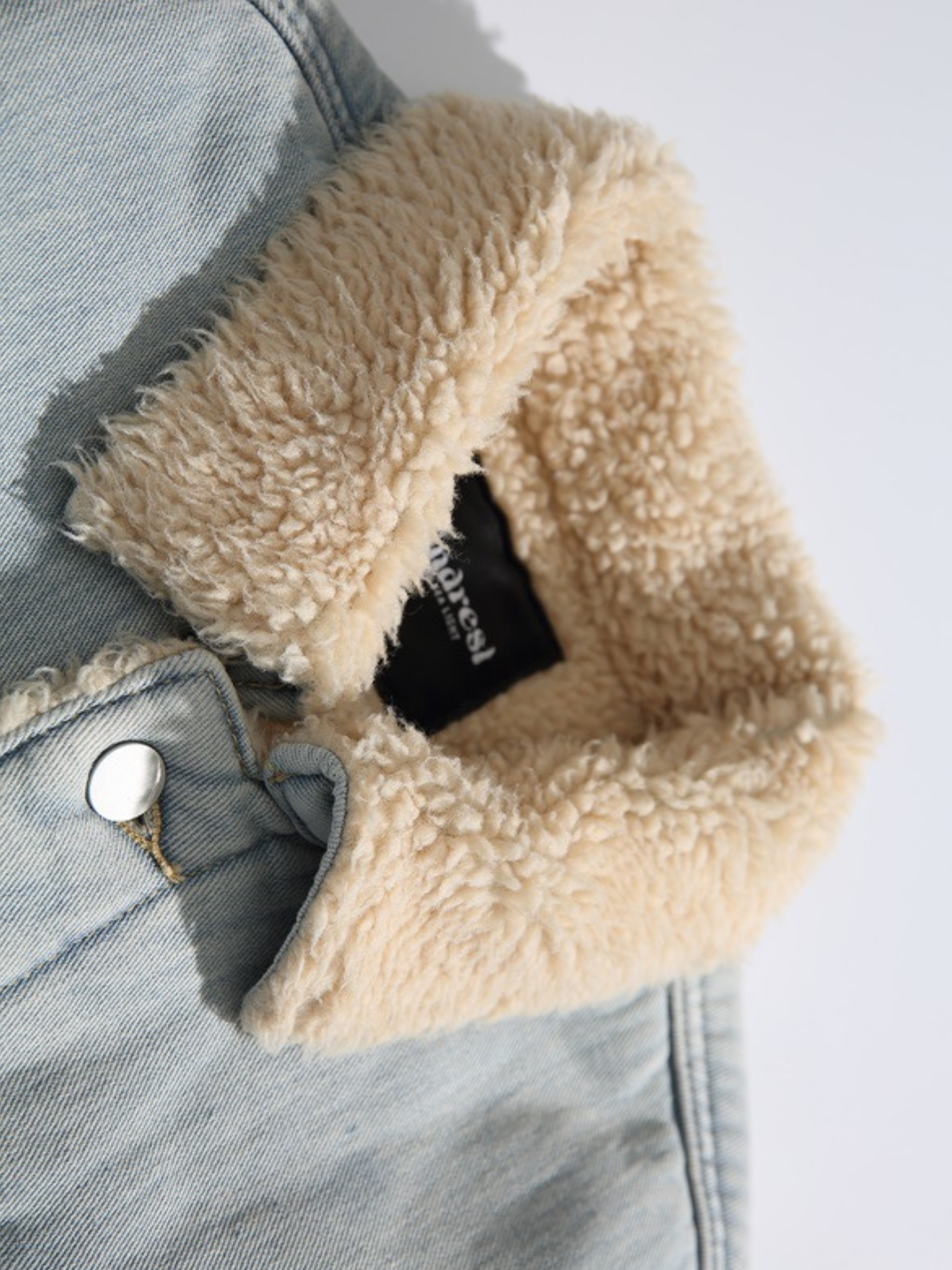 Vespera - Unisex Washed Denim Sherpa Jacket
