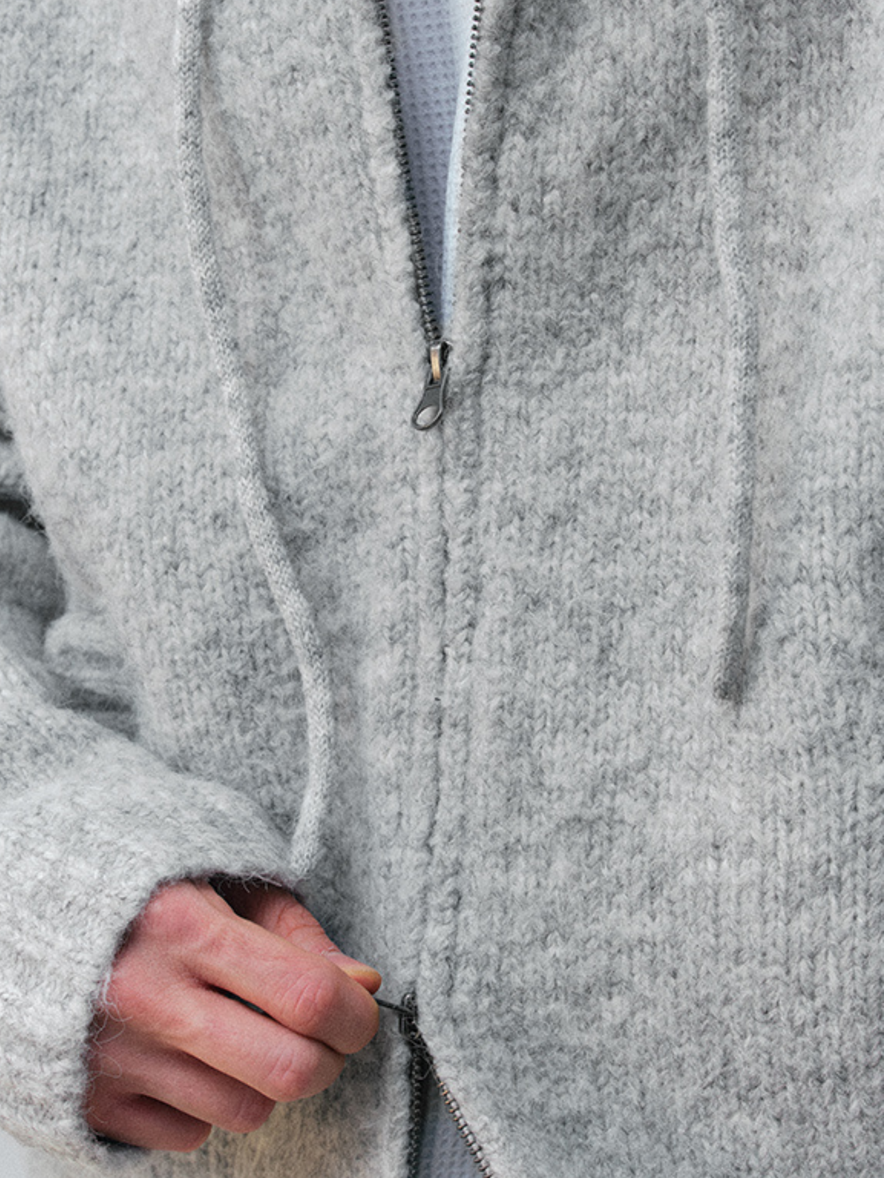 Ravensoul - Unisex Loose-Fit Zip-Up Hooded Knit Sweater