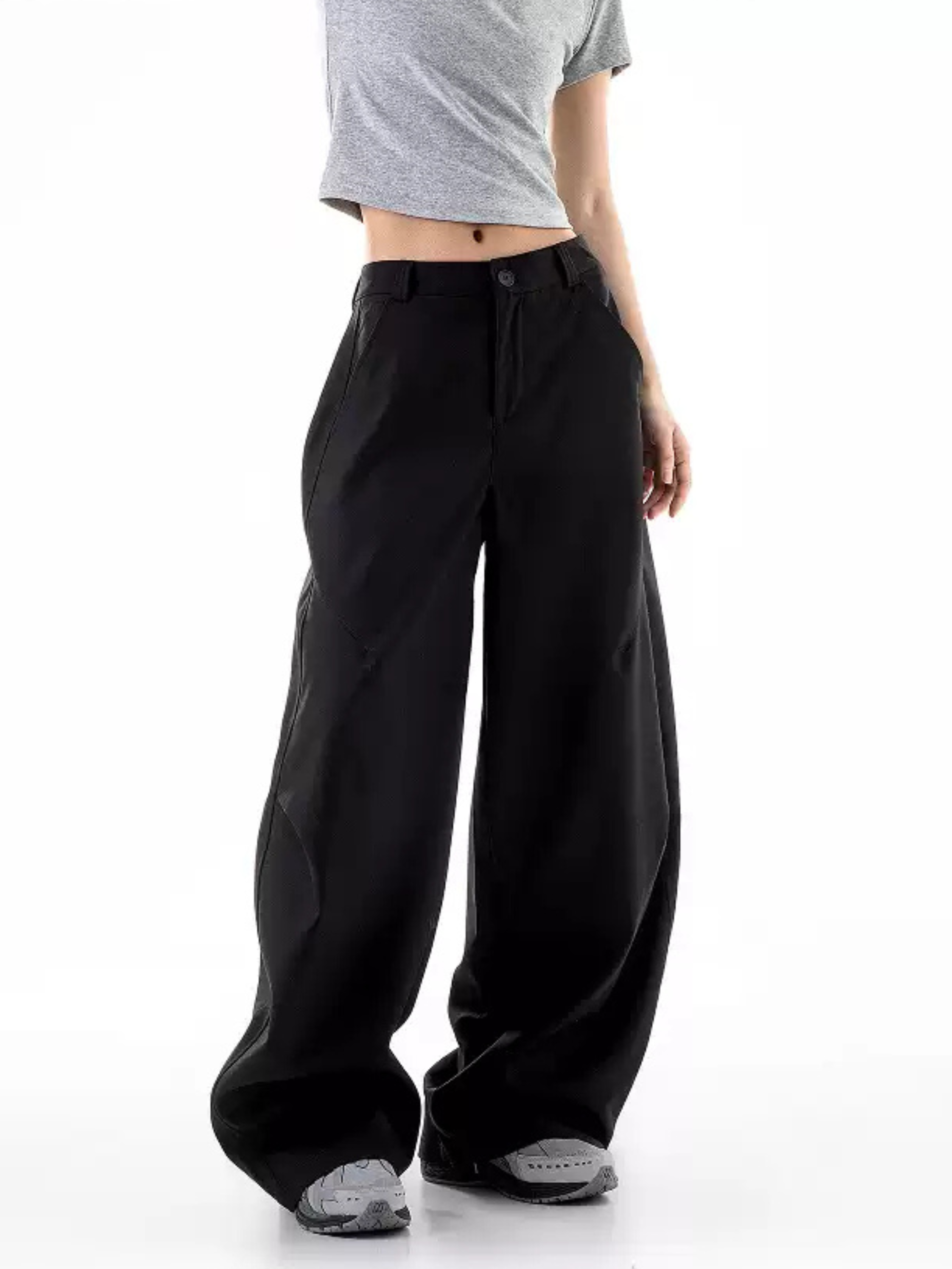 Frostline - Women's Wrinkled Scimitar Wide-Leg Suit Pants