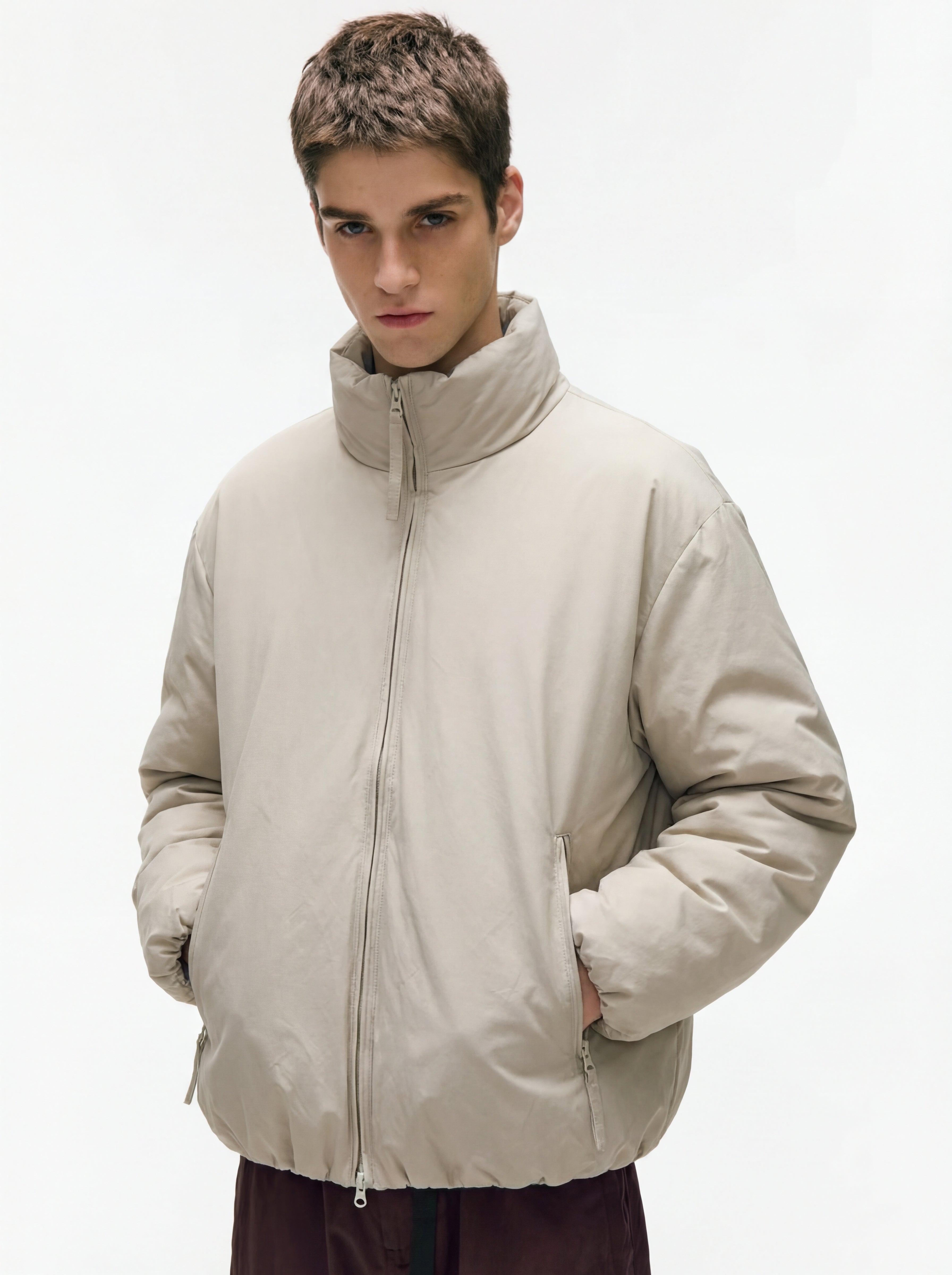 Zephyros - Unisex Stand Collar White Duck Down Jacket