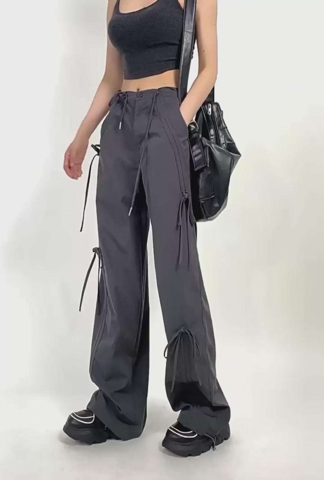 Load video: WolfBoard - Women&#39;s Bow-Tie Drawstring Quick-Dry Cargo Pants